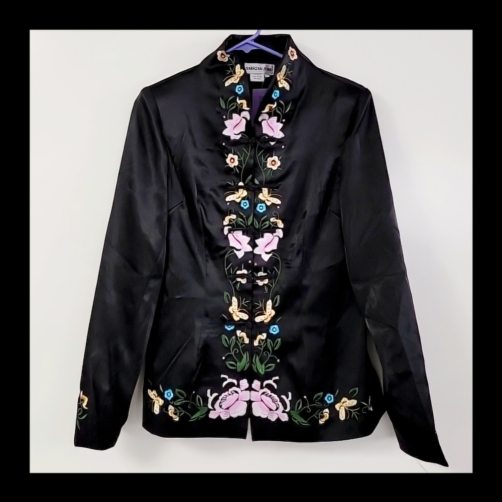 Shanghai Soho Blazer Jacket Womens Medium Floral Design With Butterflies Lined